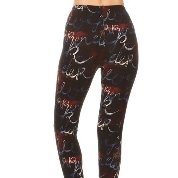 LEGGINGS DEPOT Brown & Cream Abstract Print Full length Leggings Size 12 NWT - Picture 3 of 6